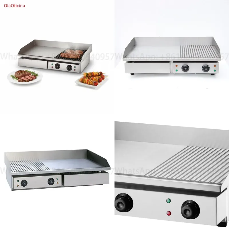 Commercial Kitchen Griddle - Pemanggang Listrik Profesional 4.4KW Baja Tahan