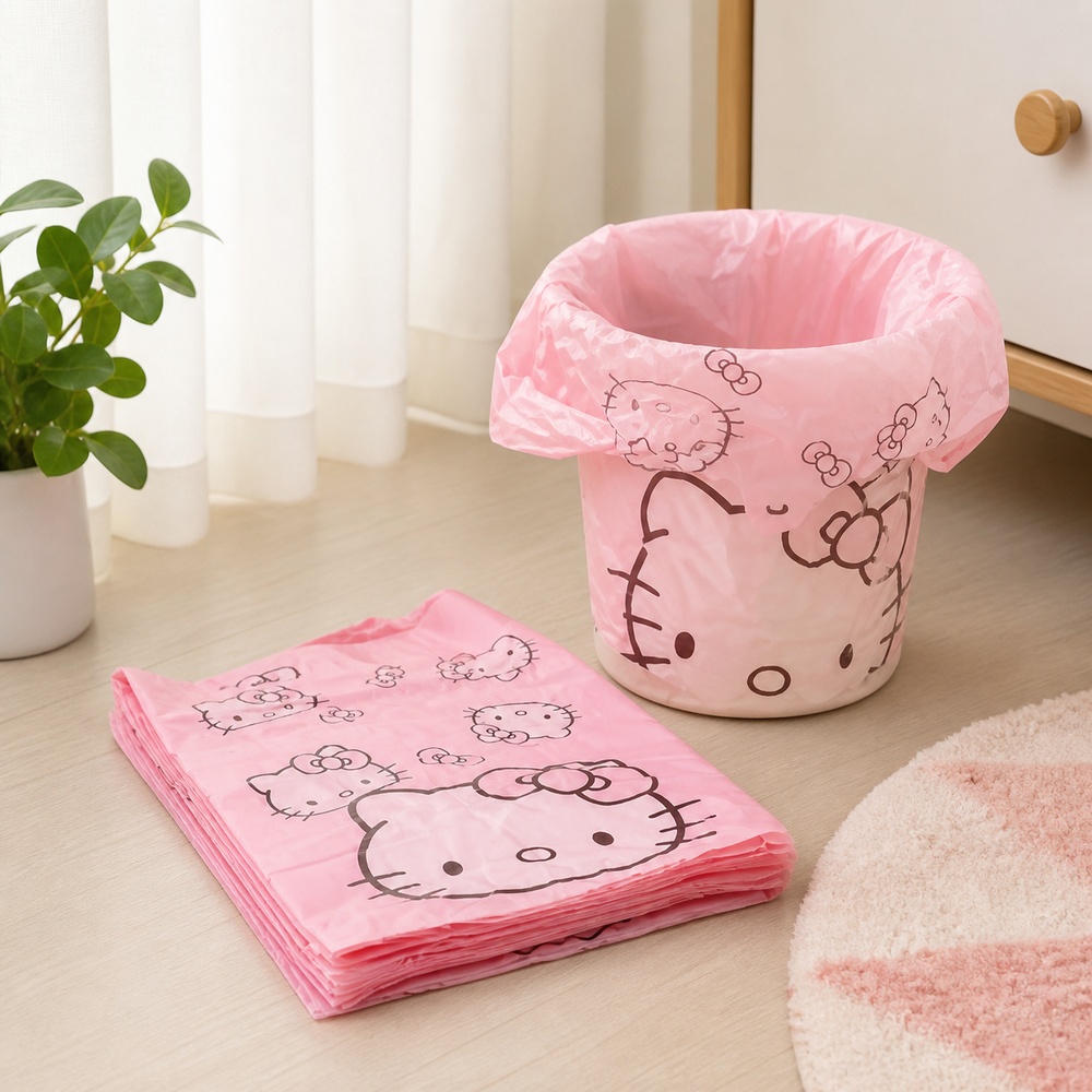 Commercial Kitchen Trash Can - Kantong Sampah Motif Kucing Kartun Pink